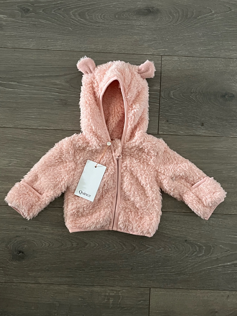 NWT Quince Plush Blush Hooded Bear Ear Jacket In Sizes 0-3 months and 3-6 months